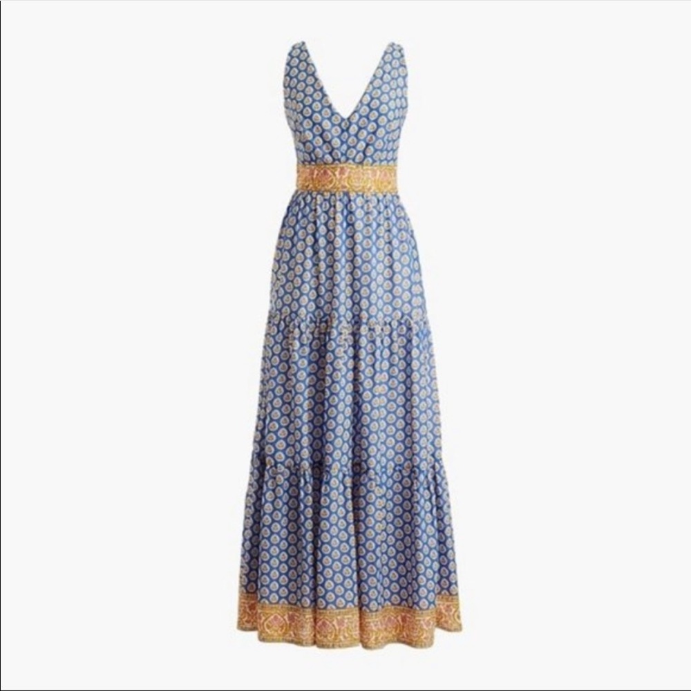 J Crew Point Sur block print maxi dress